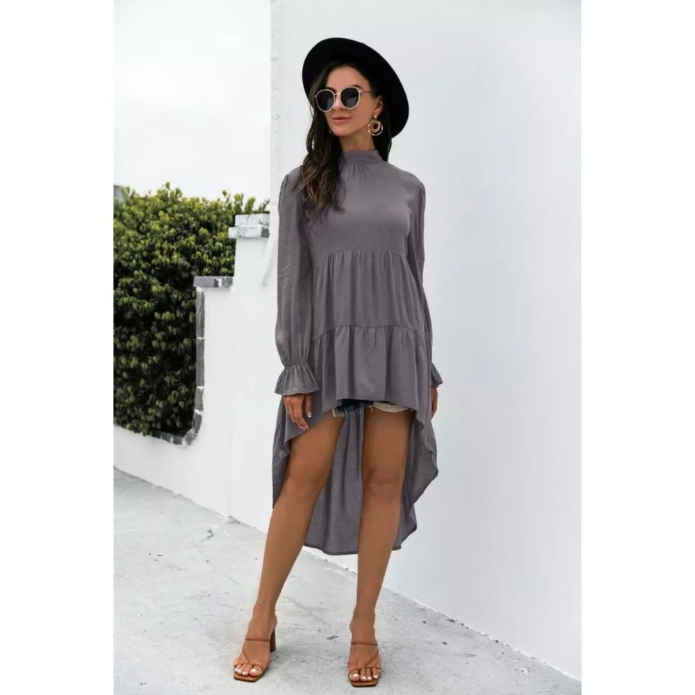 Women's Anna Kaci California hi low dress tunic size s small mauve purple color